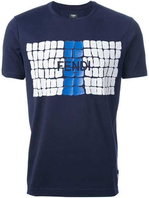 blue and white fendi shirt|Fendi graphic tees.